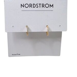 Dainty Hoop Earrings with Pave Crystals Nordstrom‎ Gold Tone Minimalist Everyday